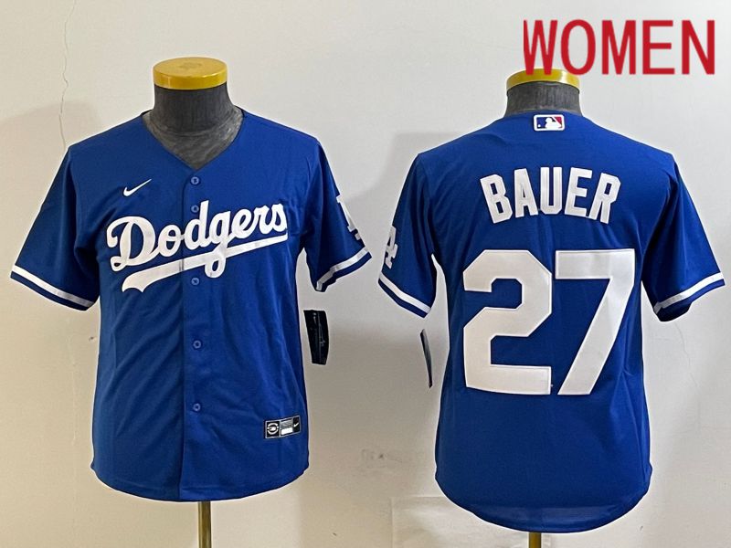 Women Los Angeles Dodgers 27 Bauer Blue Game 2024 Nike MLB Jersey style 1